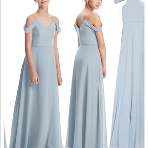 NWT bridesmaid dress Small blue Dessy collection cold shoulder flower girl gown